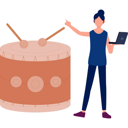 Woman working about snare drum  Illustration