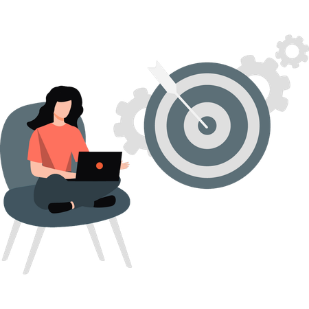 Woman working about target goal  Illustration