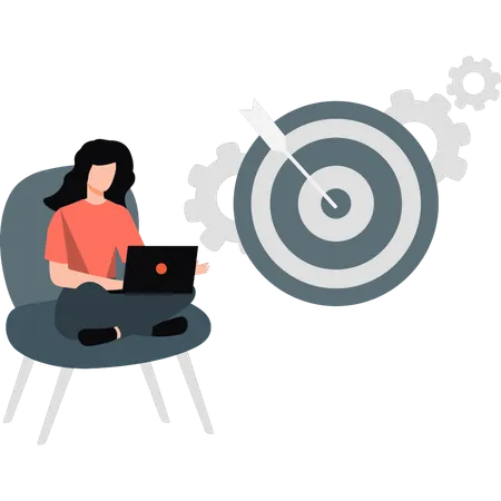 Woman working about target goal  Illustration