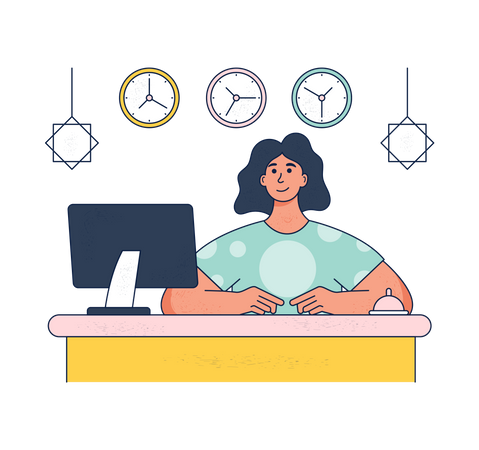 Woman working as a receptionist at hotel Illustration