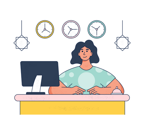 Woman working as a receptionist at hotel  Illustration