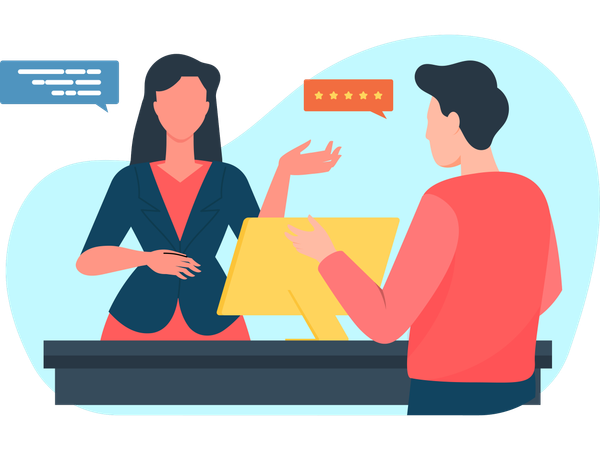 Woman working as customer assistance  Illustration