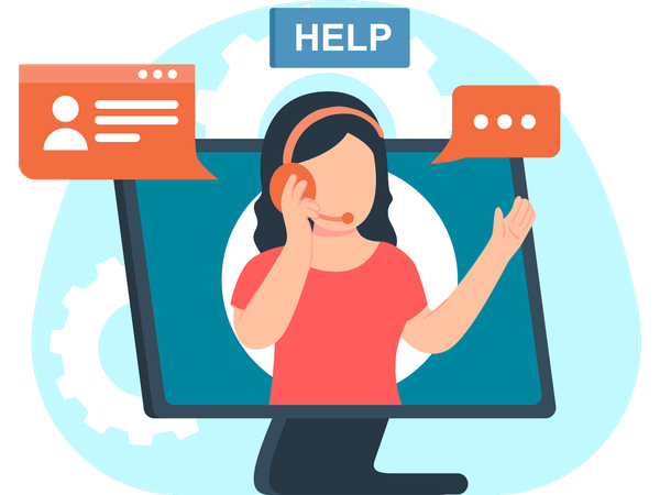 Woman working as customer support  Illustration