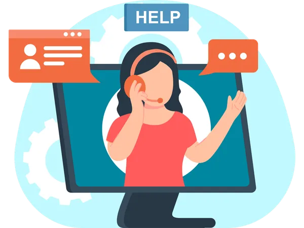 Woman working as customer support  Illustration