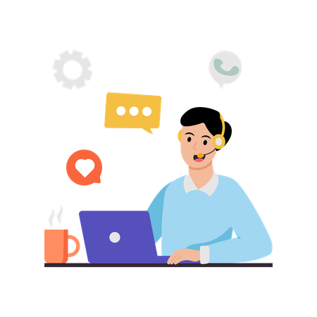 Woman working as customer support  Illustration