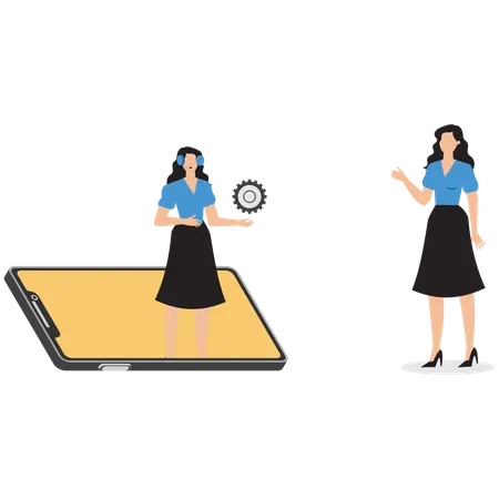 Woman working as customer support  Illustration