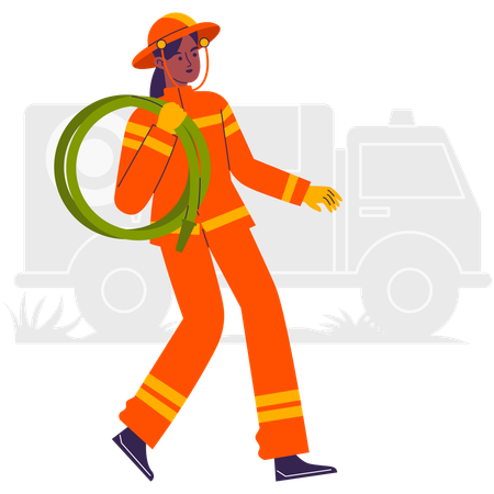 Woman working as fire hose  Illustration