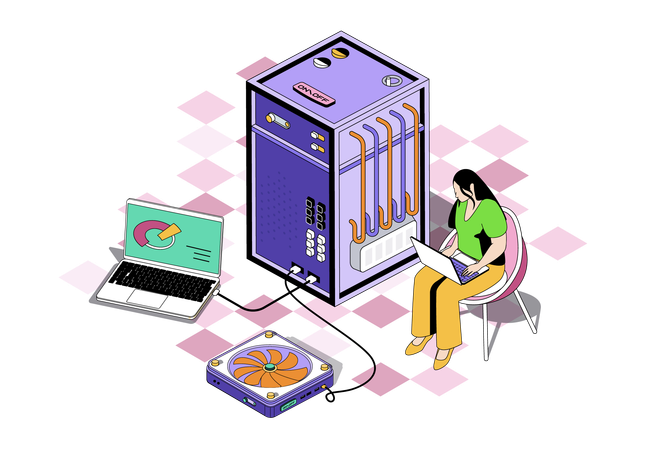Woman working as tech administrators  Illustration