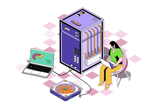 Woman working as tech administrators  Illustration