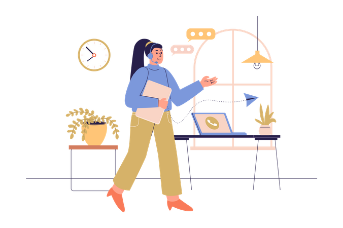 Woman working as virtual assistant  Illustration