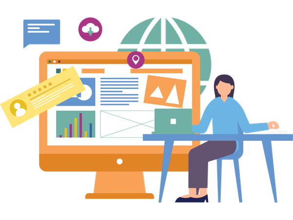 Woman working as web designer  Illustration