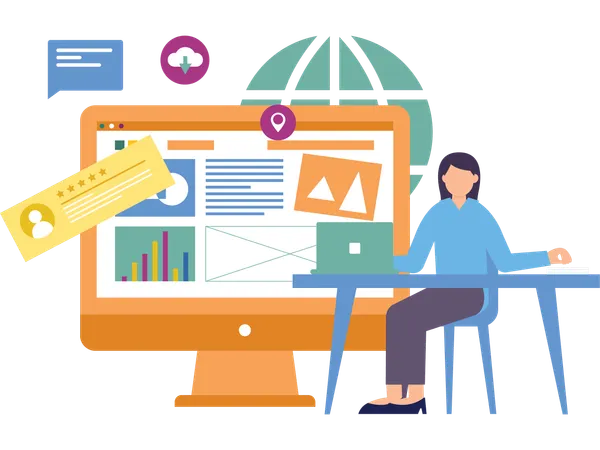 Woman working as web designer  Illustration