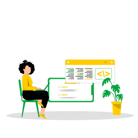 Woman working as web developer  Illustration