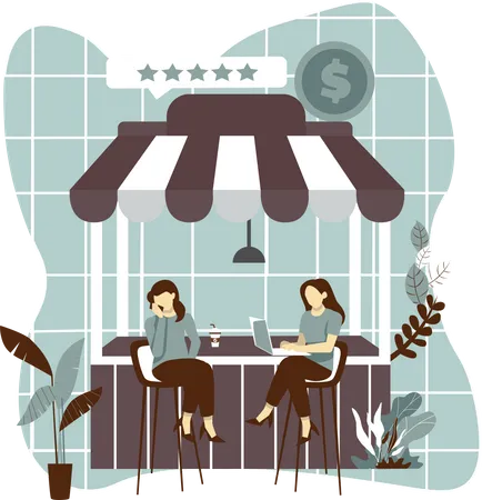 Cafe Flat Design Illustration