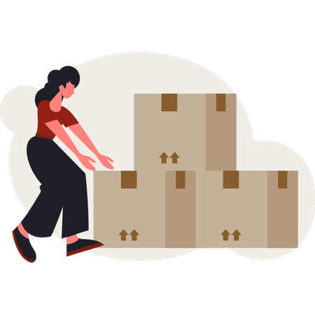 Woman working at delivery warehouse  Illustration