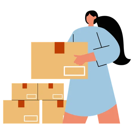 Woman working at delivery warehouse  Illustration