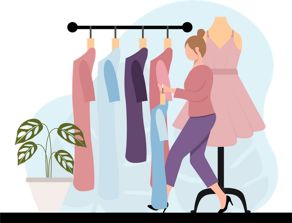 Woman working at fashion store  Illustration