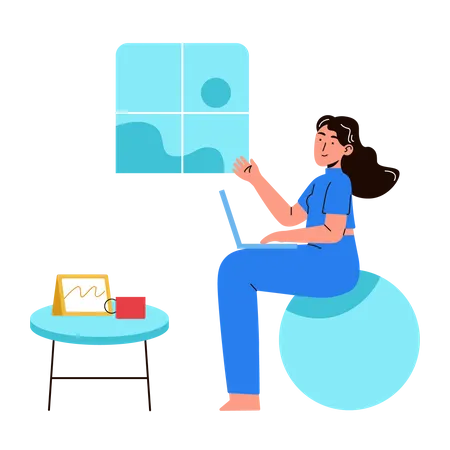 Woman working at home Illustration