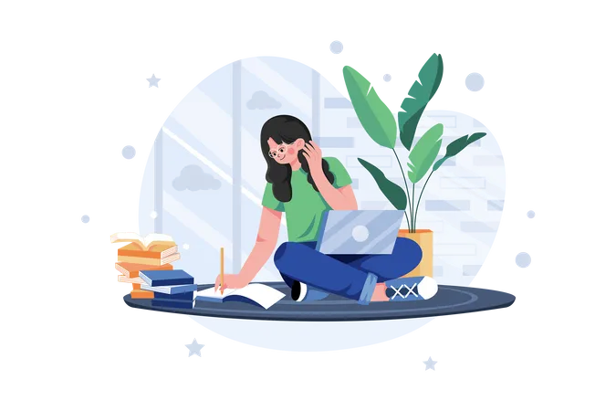 Woman Working At Home Illustration Concept A Flat Illustration Isolated On White Background Illustration