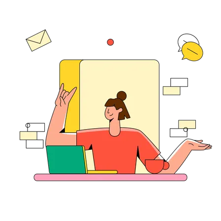 Woman working at home  Illustration