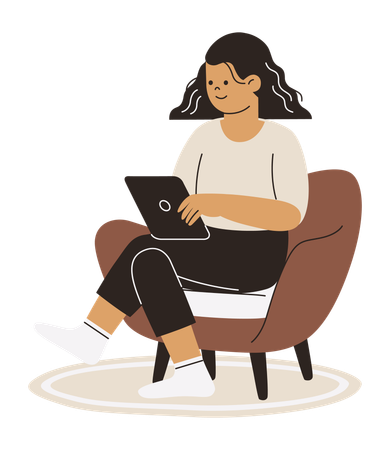 Woman working at home  Illustration