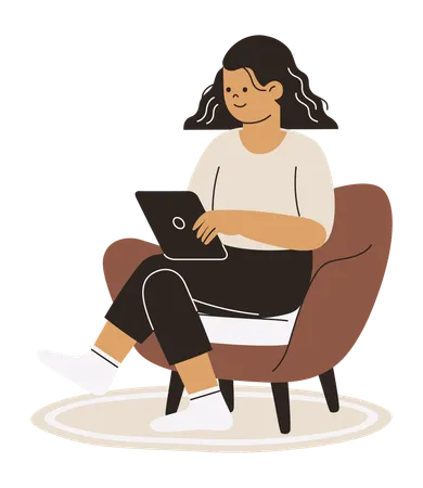 Woman working at home  Illustration