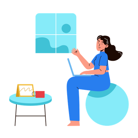 Woman working at home  Illustration