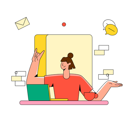 Woman working at home  Illustration