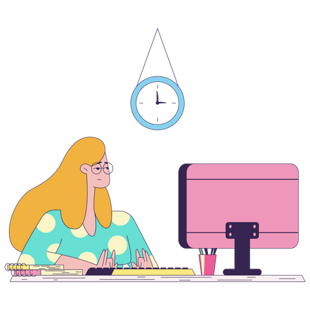 Woman working at office  Illustration