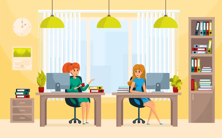 Woman working at office  Illustration