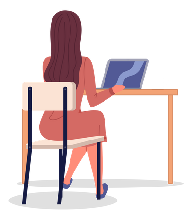 Woman working at office desk  Illustration
