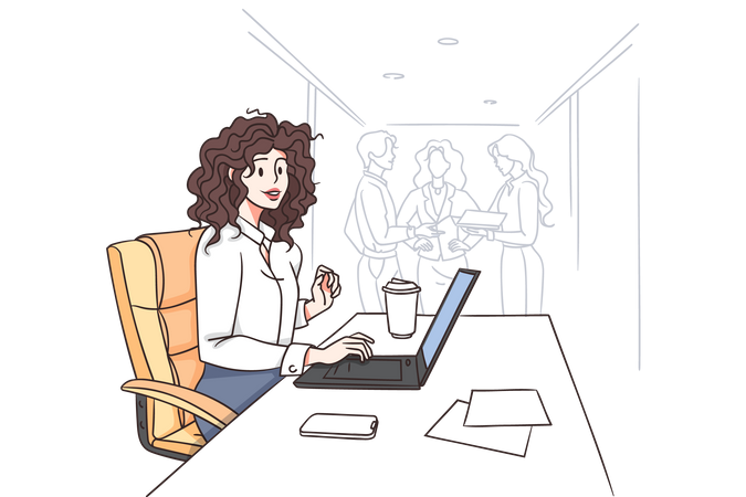 Woman working at office  Illustration