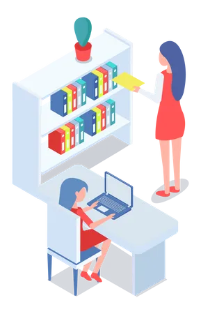 Woman working at office  Illustration