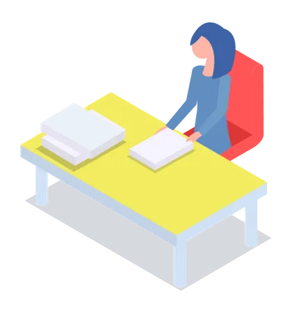 Woman working at office  Illustration