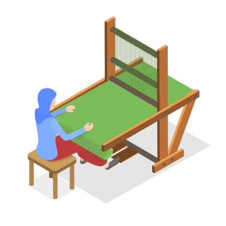 Woman working at Textile Production  イラスト