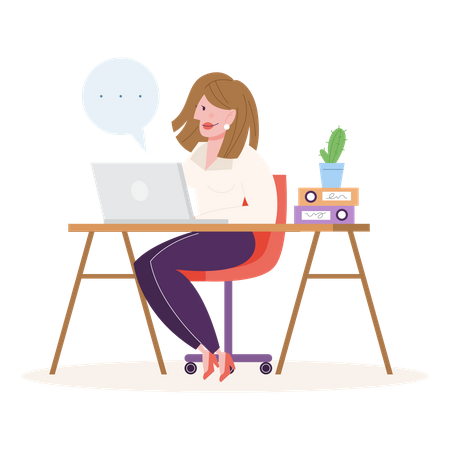 Woman working at the desk  Illustration