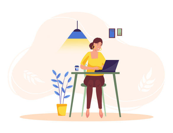 Woman working at workplace  Illustration