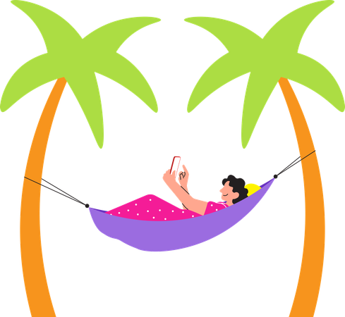 Woman working from beach  Illustration