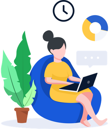 Woman working from home  Illustration