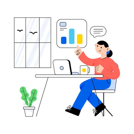 Woman working from home  Illustration