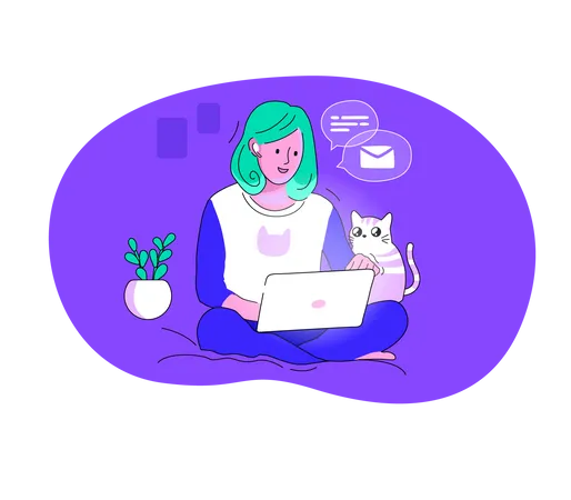 Woman working from home  Illustration