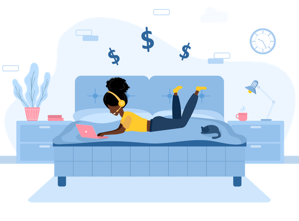 Woman working from home  Illustration