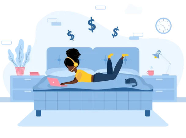 Woman working from home  Illustration