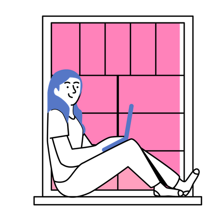 Woman working from home  Illustration