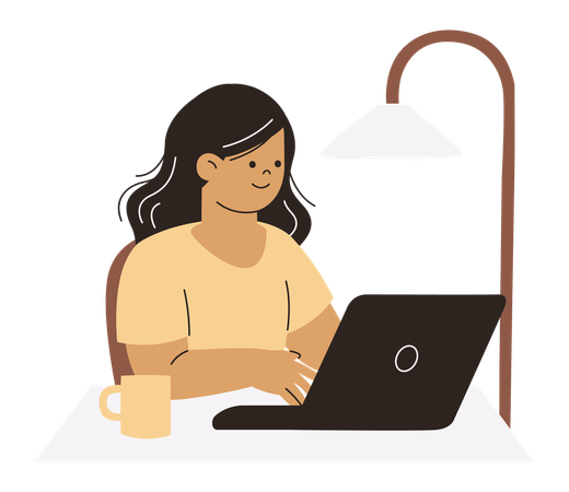 Woman working from home  Illustration