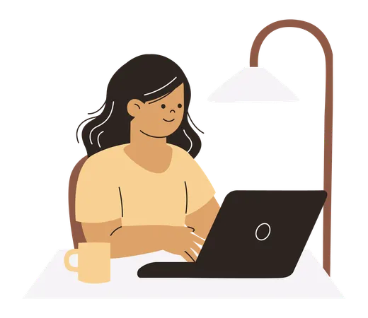 Woman working from home  Illustration