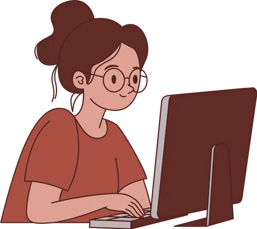 Woman working from home  Illustration