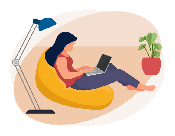 Woman working from home  Illustration