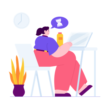 Woman working from home  Illustration