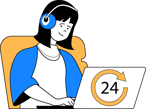 Woman working in call centre  Illustration